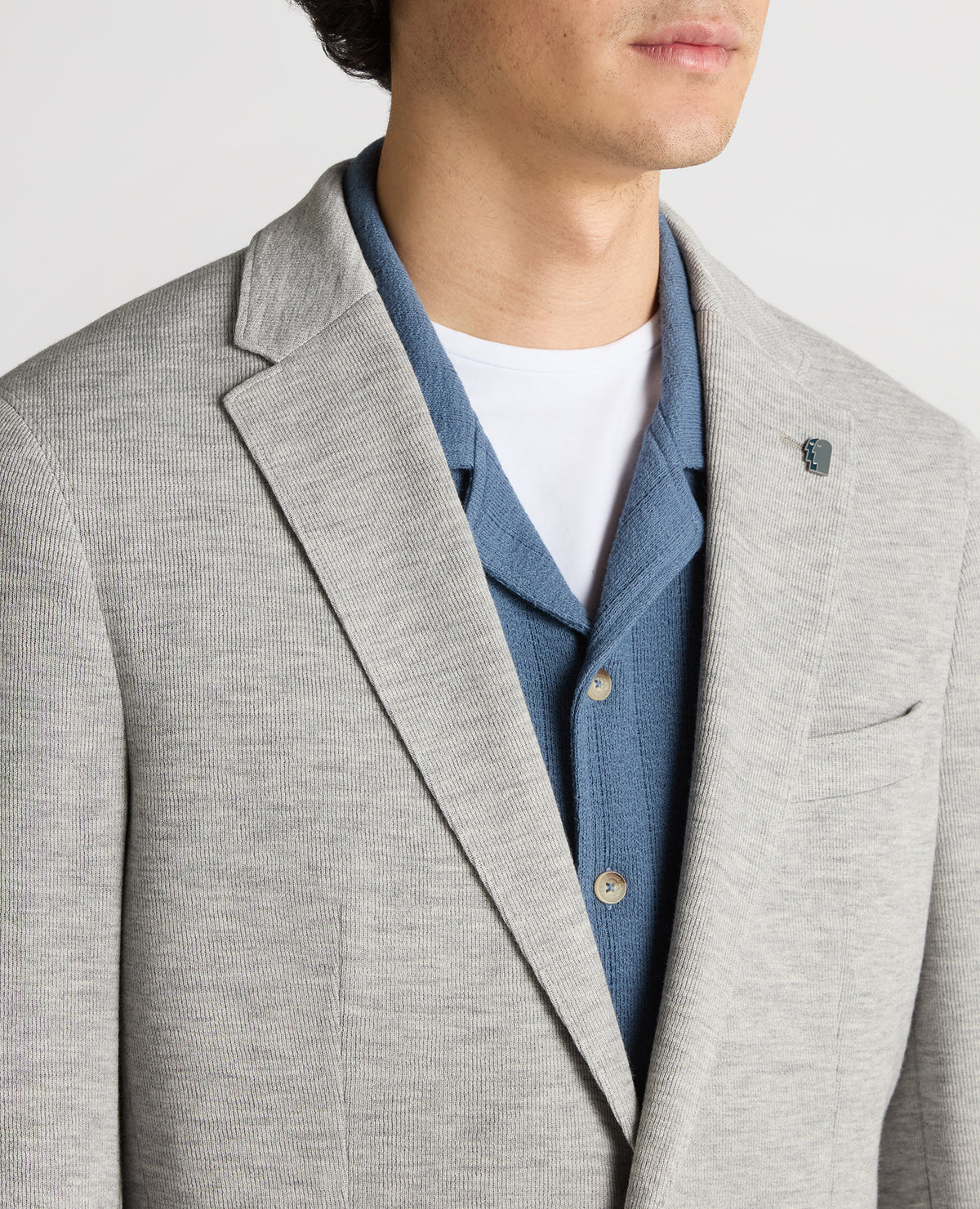 Man wearing a grey Slim Fit Jersey Stretch Jacket