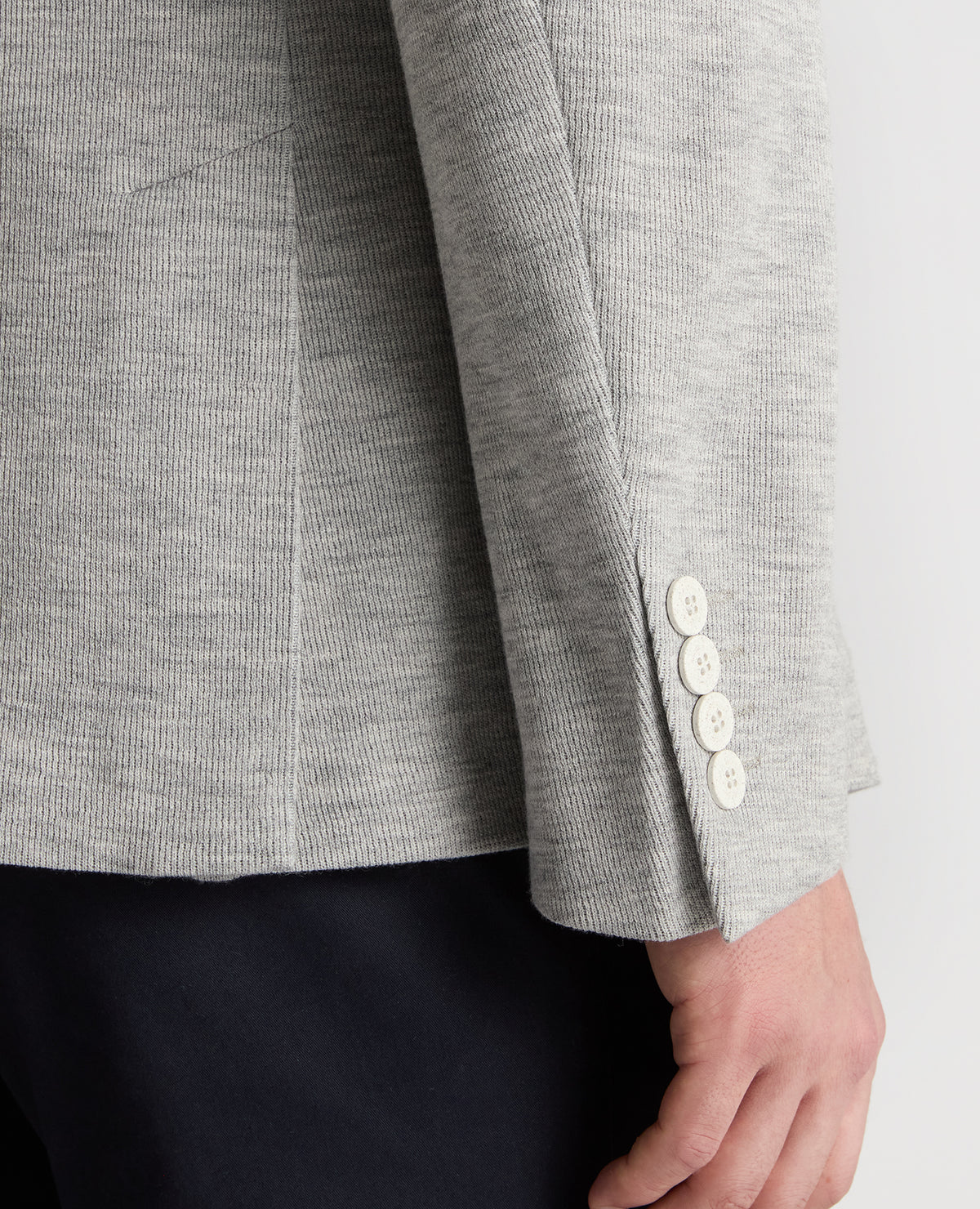 Man wearing a grey Slim Fit Jersey Stretch Jacket