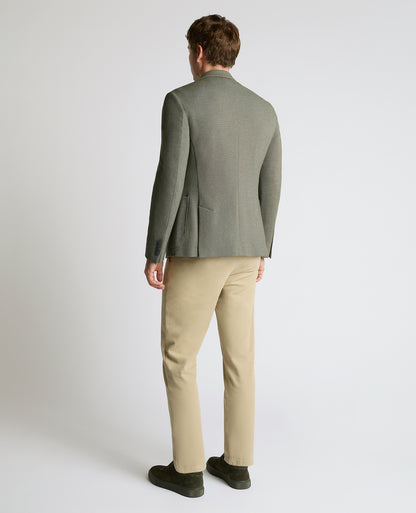 Man wearing a green Slim Fit Cotton-Blend Antoni Jacket