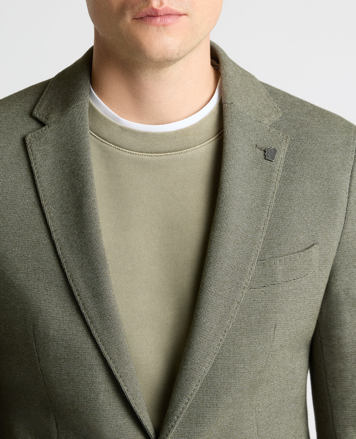 Man wearing a green Slim Fit Cotton-Blend Antoni Jacket