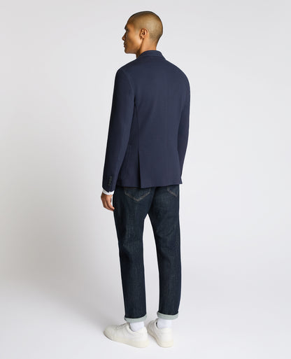 Man wearing a navy Slim Fit Cotton-Blend Antoni Jacket