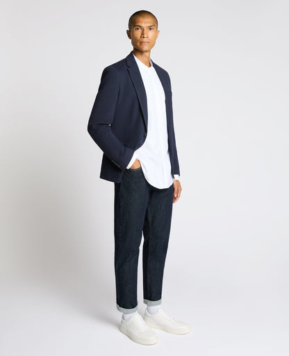 Man wearing a navy Slim Fit Cotton-Blend Antoni Jacket