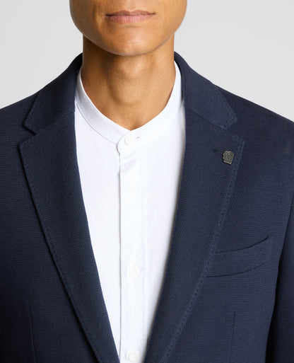 Man wearing a navy Slim Fit Cotton-Blend Antoni Jacket