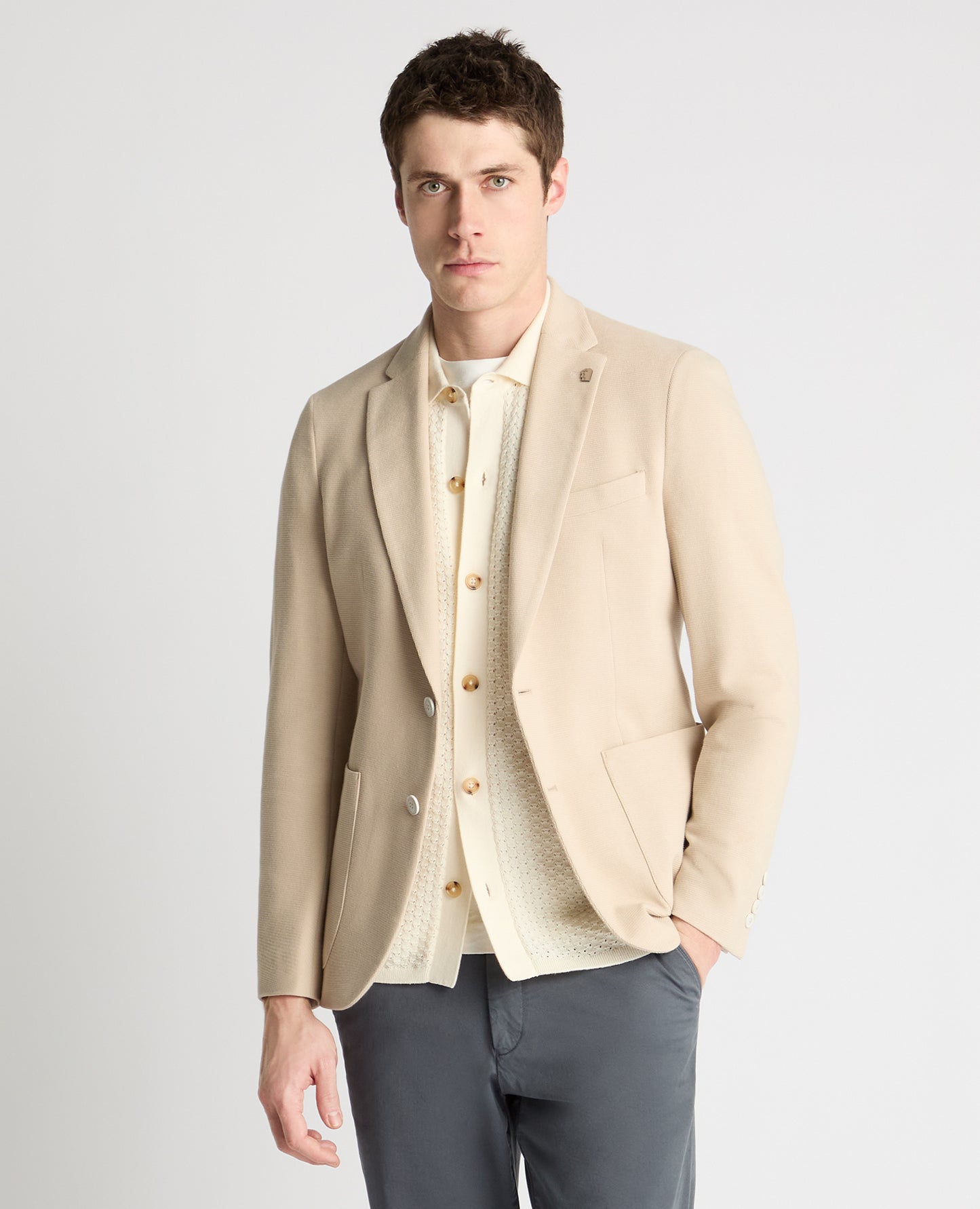 Slim fit cotton-blend stretch jacket