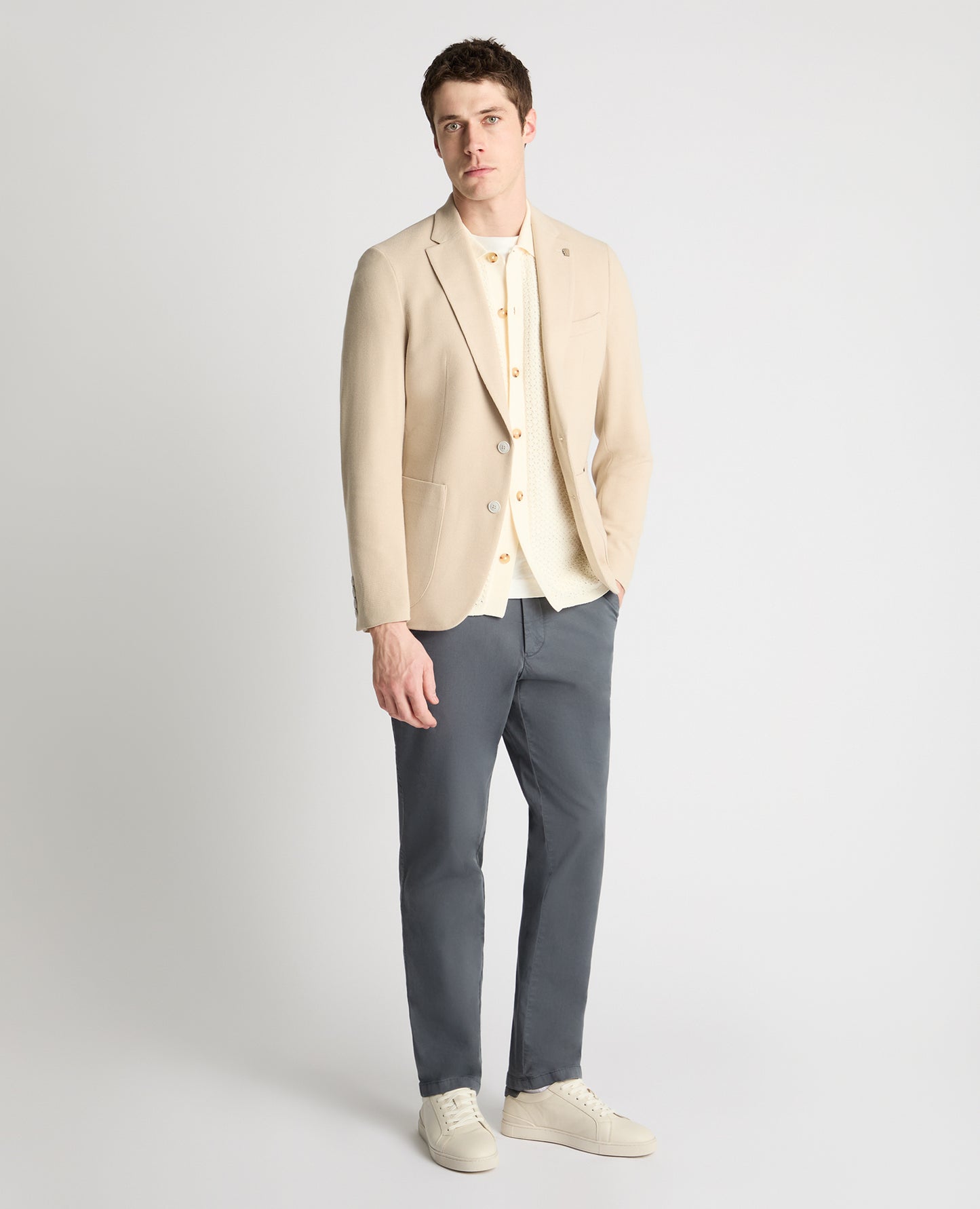 Slim fit cotton-blend stretch jacket