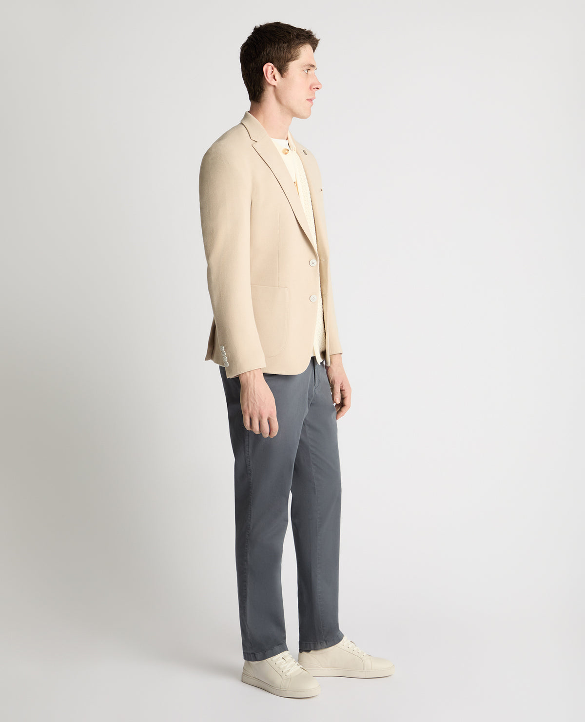 Man wearing a cream jacket