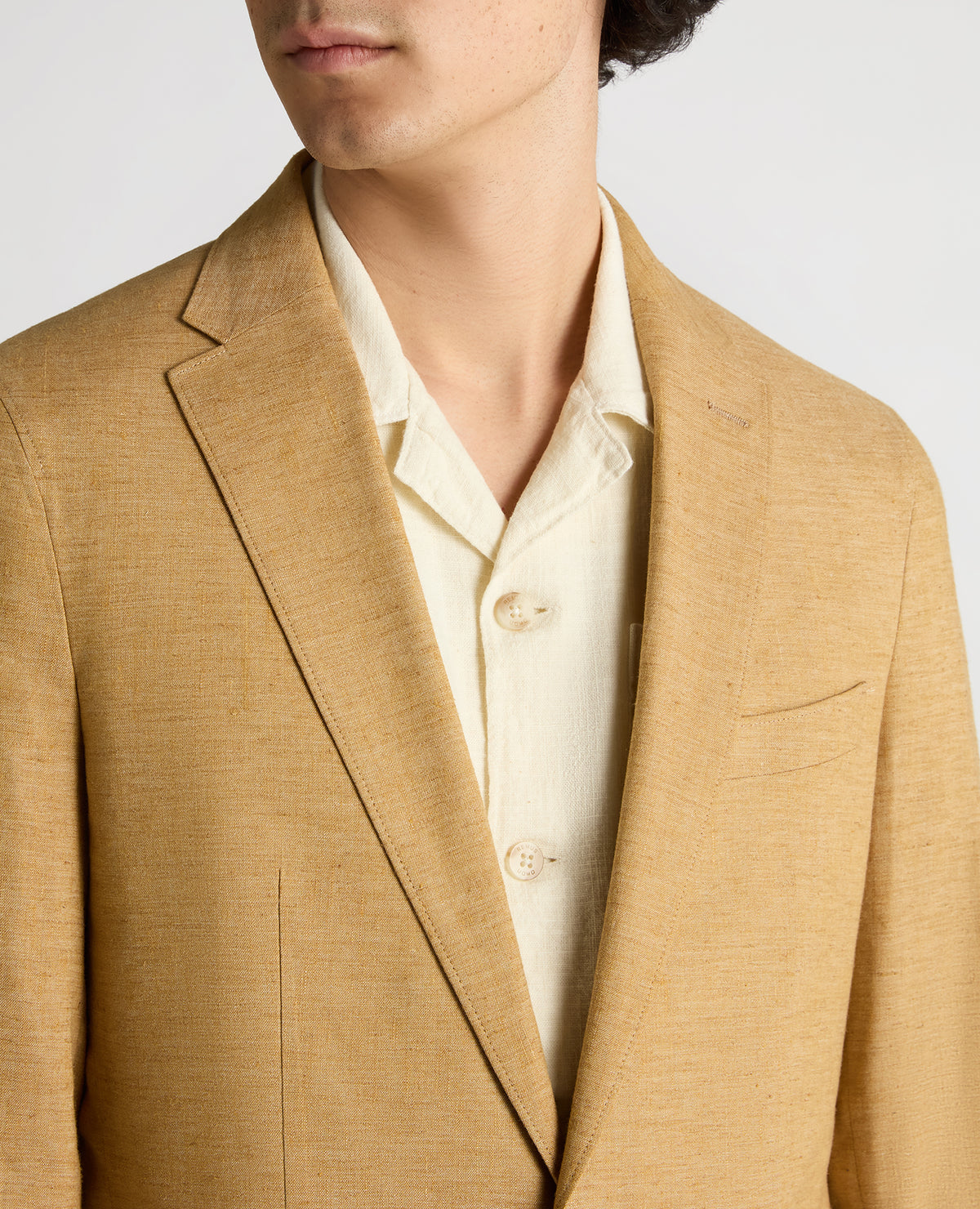 Man wearing a orange Slim Fit Linen-Blend Jacket