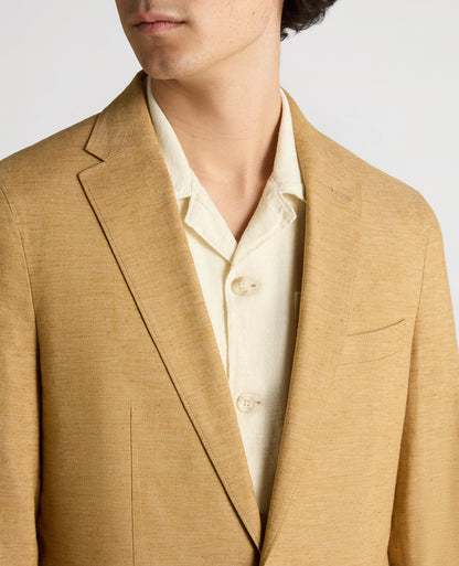 Man wearing a orange Slim Fit Linen-Blend Jacket