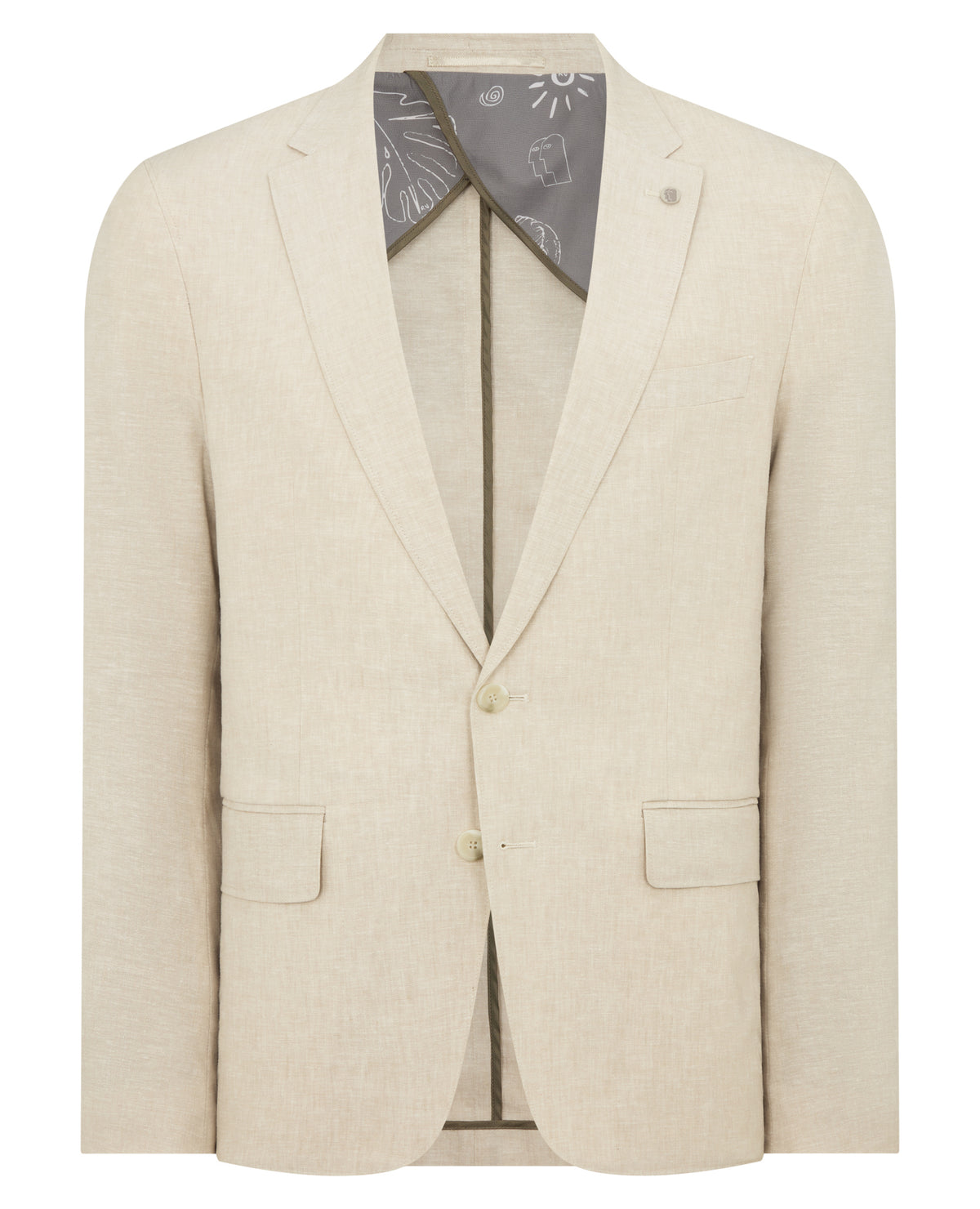 Man wearing a sand Slim Fit Linen-Blend Jacket