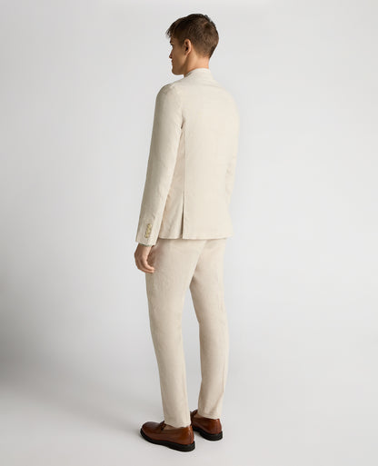 Man wearing a sand Slim Fit Linen-Blend Jacket