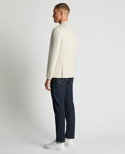 Man wearing a sand Slim Fit Stretch Jacket