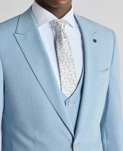 Man wearing a blue Slim Fit Stretch Suit Jacket