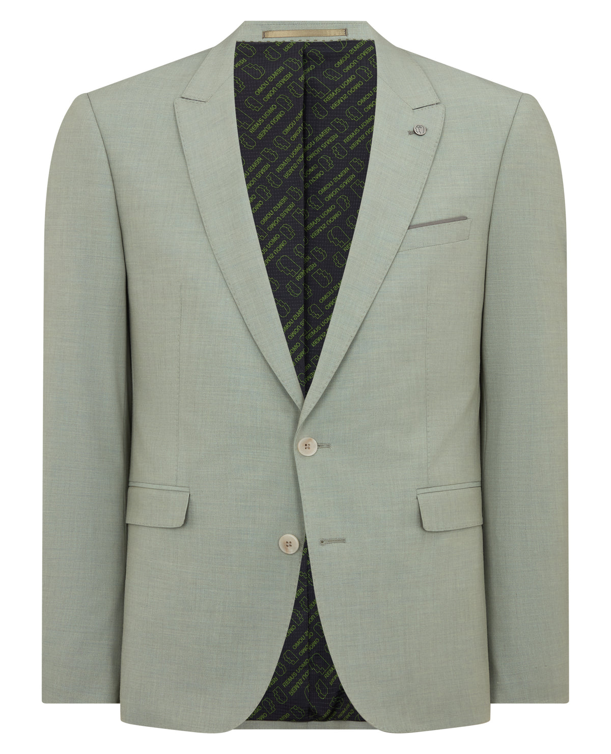 Man wearing a green Slim Fit Stretch Suit Jacket