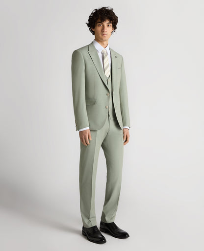 Man wearing a green Slim Fit Stretch Suit Jacket