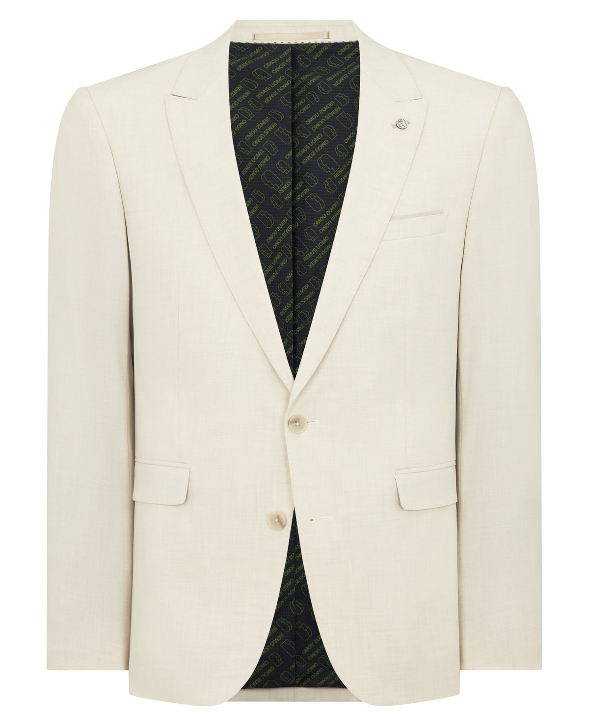 Man wearing a sand Slim Fit Stretch Suit