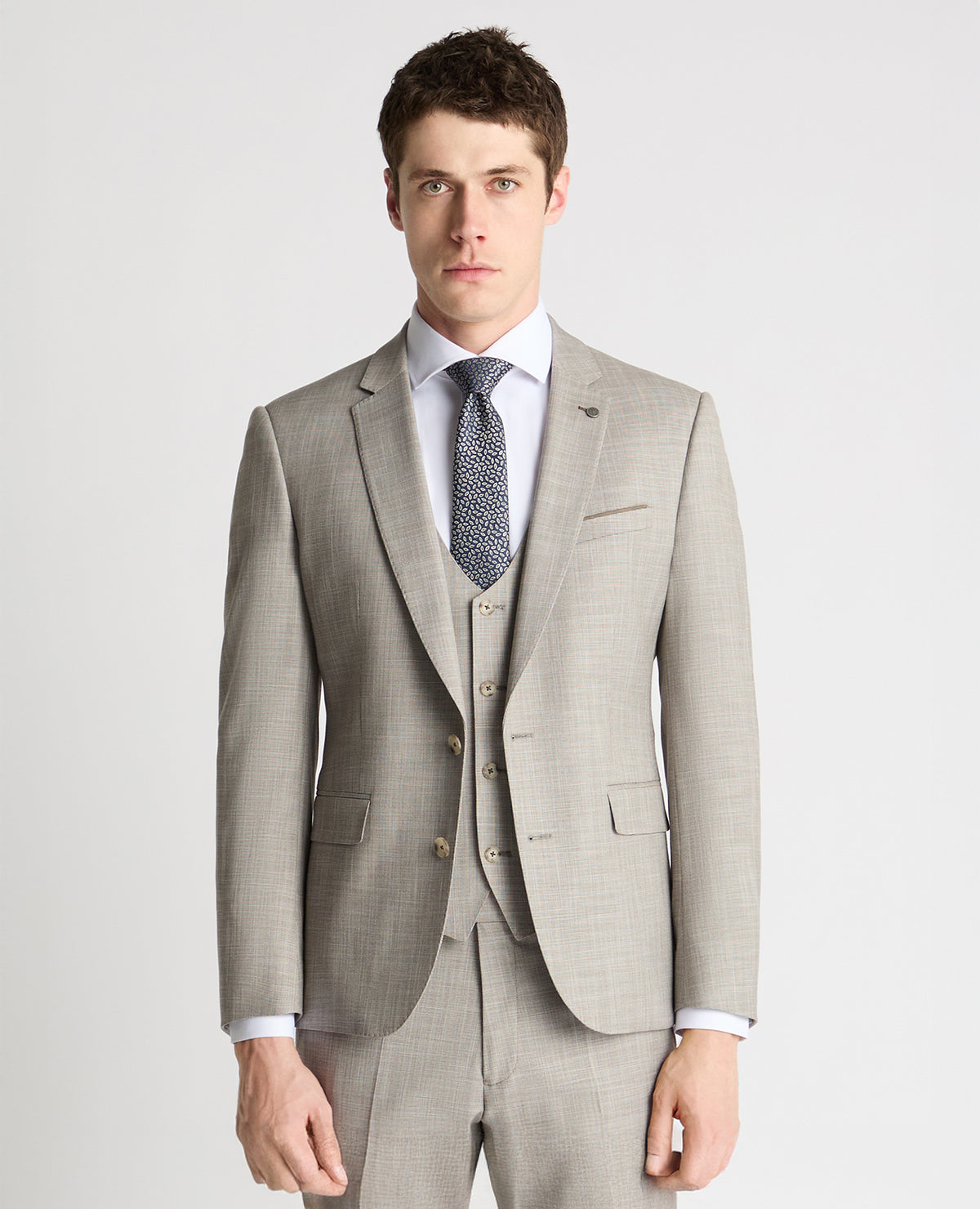 Man wearing a stone jacket