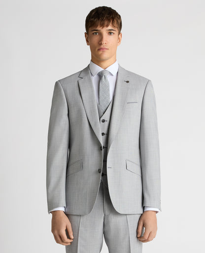 Man wearing a blue Tapered Fit Micro Houndstooth Suit