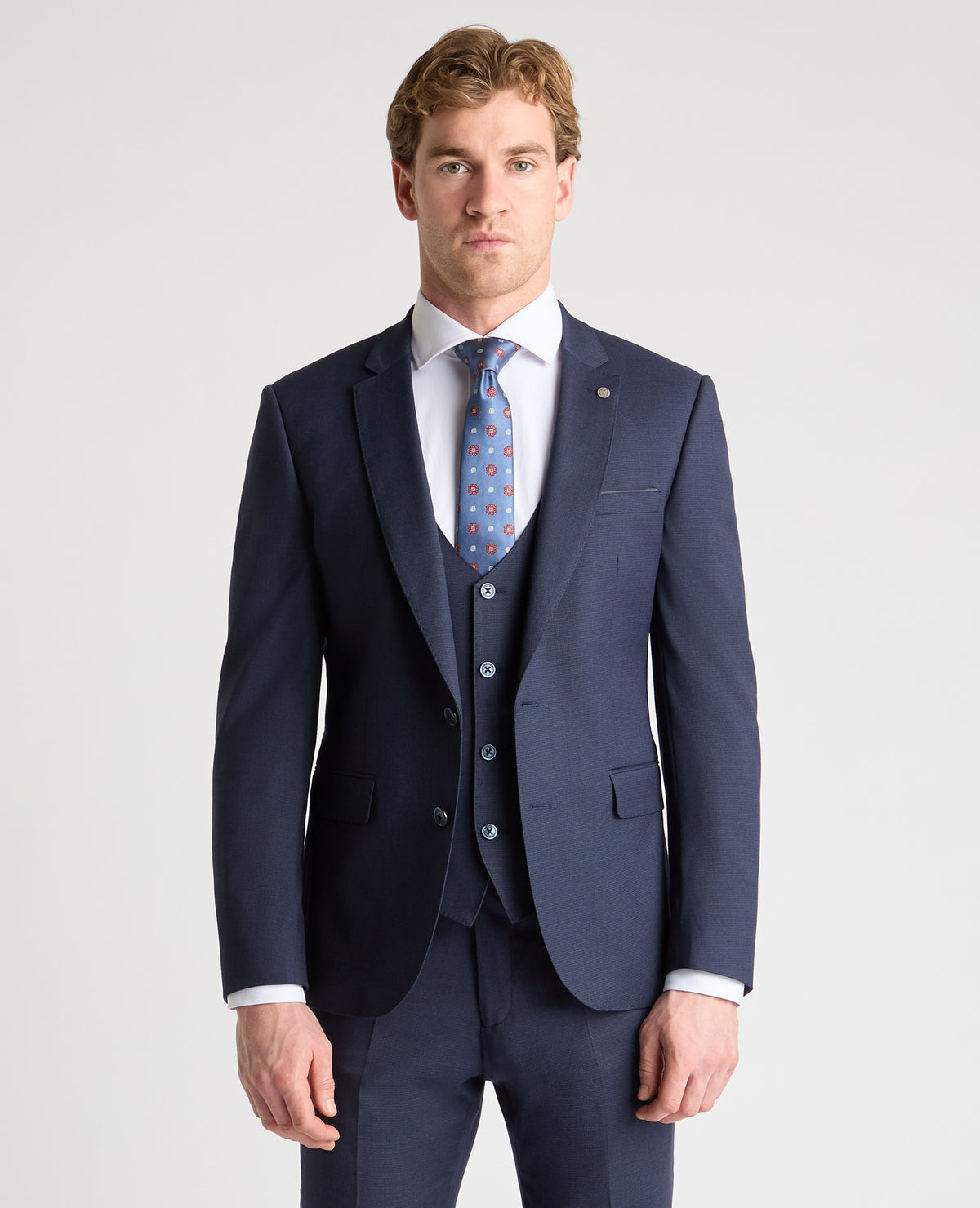 Man wearing a navy jacket