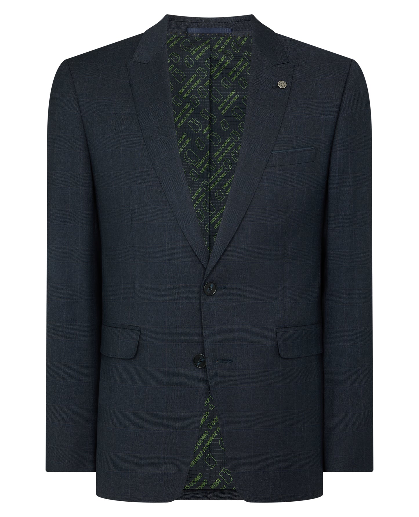 Man wearing a navy Slim Fit Stretch Printed Jacket