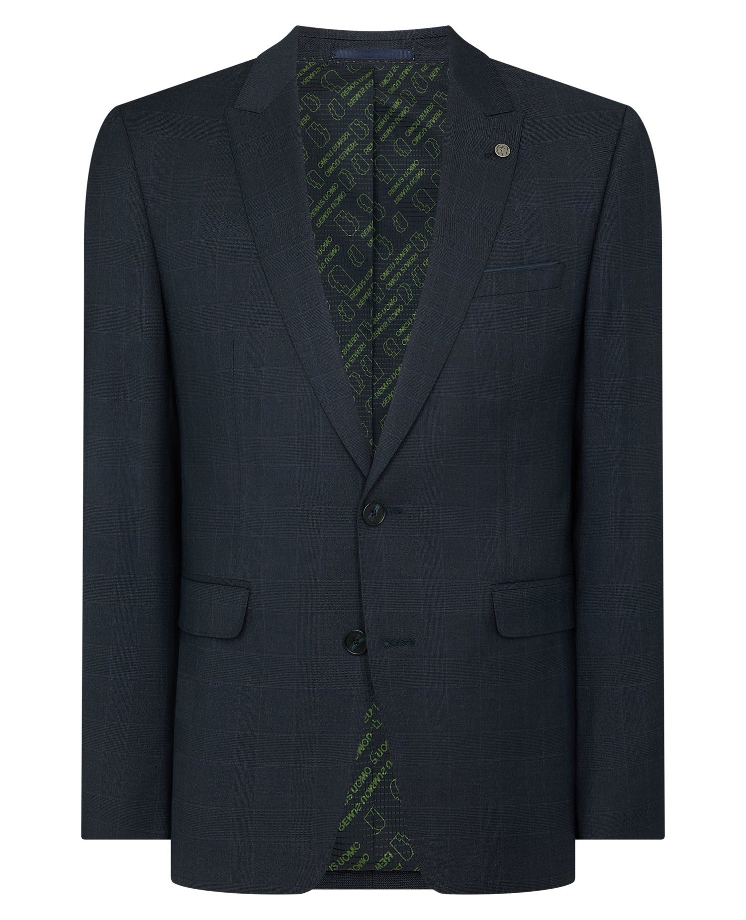 Man wearing a navy Slim Fit Stretch Printed Jacket