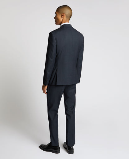 Man wearing a navy Slim Fit Stretch Printed Jacket