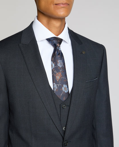 Man wearing a navy Slim Fit Stretch Printed Jacket