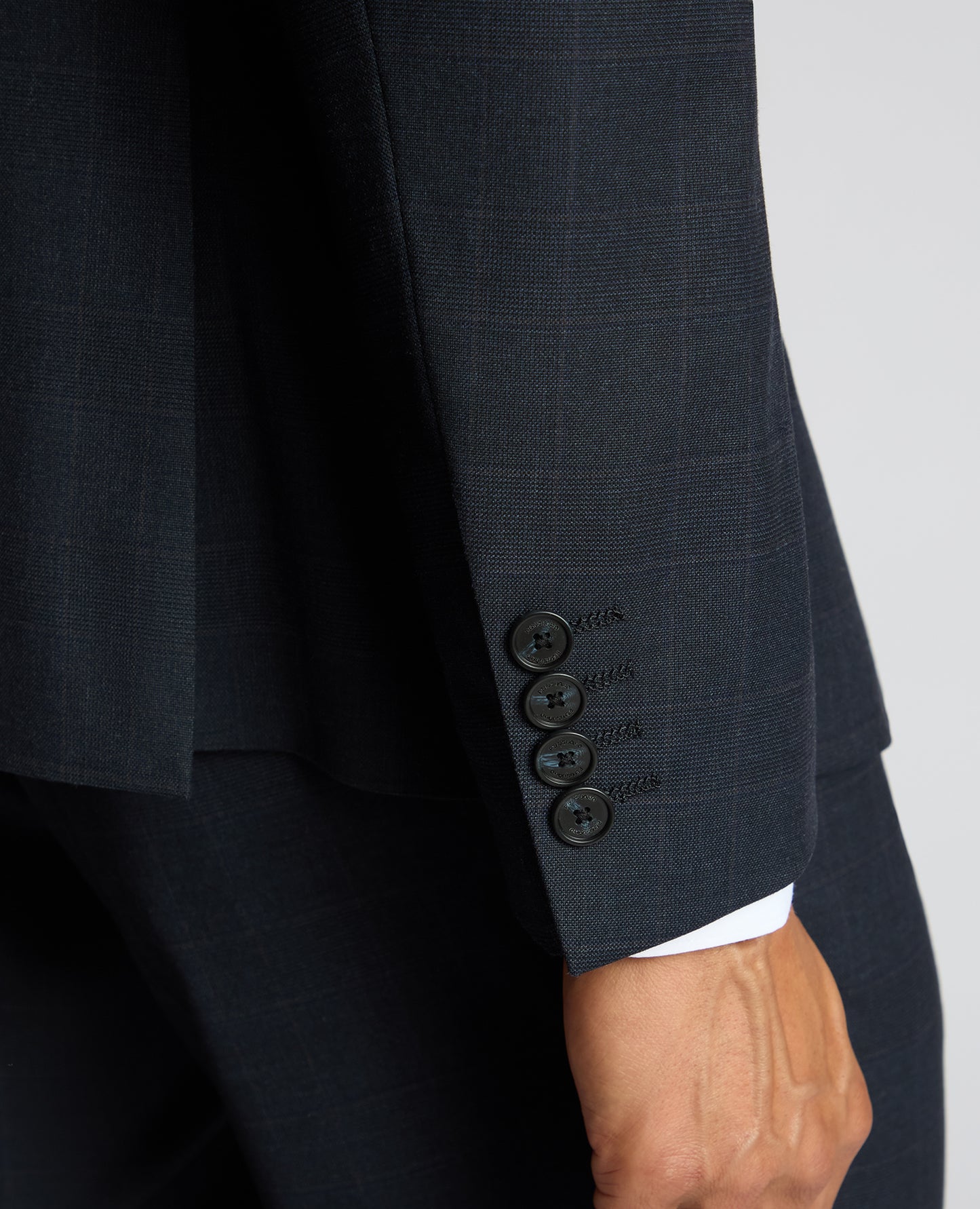 Man wearing a navy Slim Fit Stretch Printed Jacket