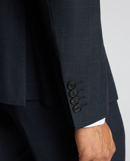 Man wearing a navy Slim Fit Stretch Printed Jacket