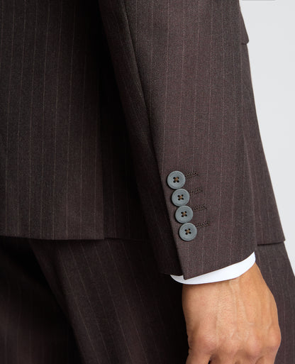 Man wearing a red Slim Fit Stripe Stretch Jacket
