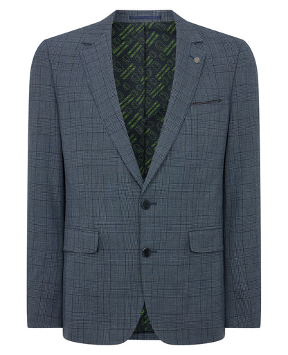 Man wearing a blue Slim Fit Check Jacket