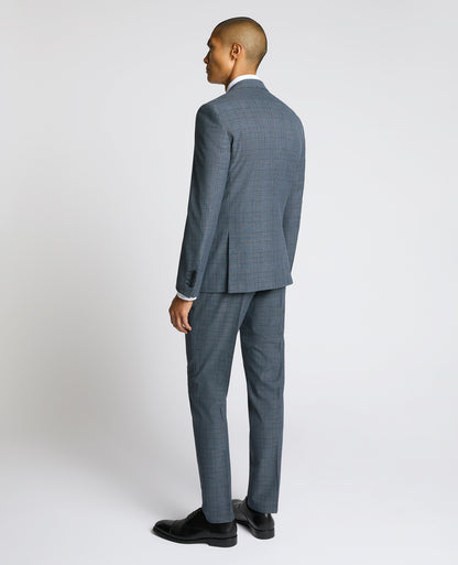 Man wearing a blue Slim Fit Check Jacket