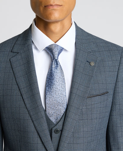 Man wearing a blue Slim Fit Check Jacket