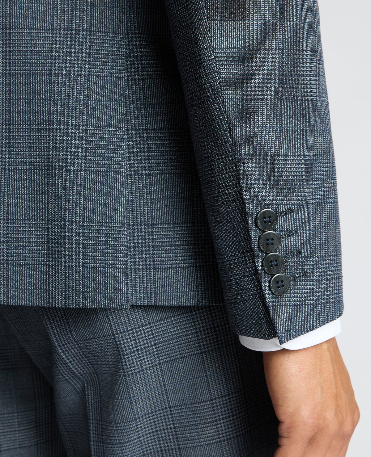 Man wearing a blue Slim Fit Check Jacket
