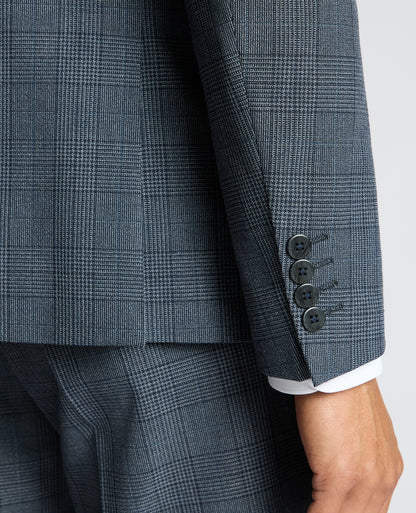 Man wearing a blue Slim Fit Check Jacket