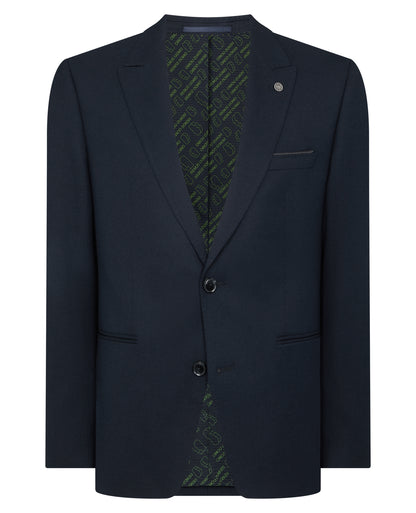 Man wearing a navy Slim Fit Stretch Jacket