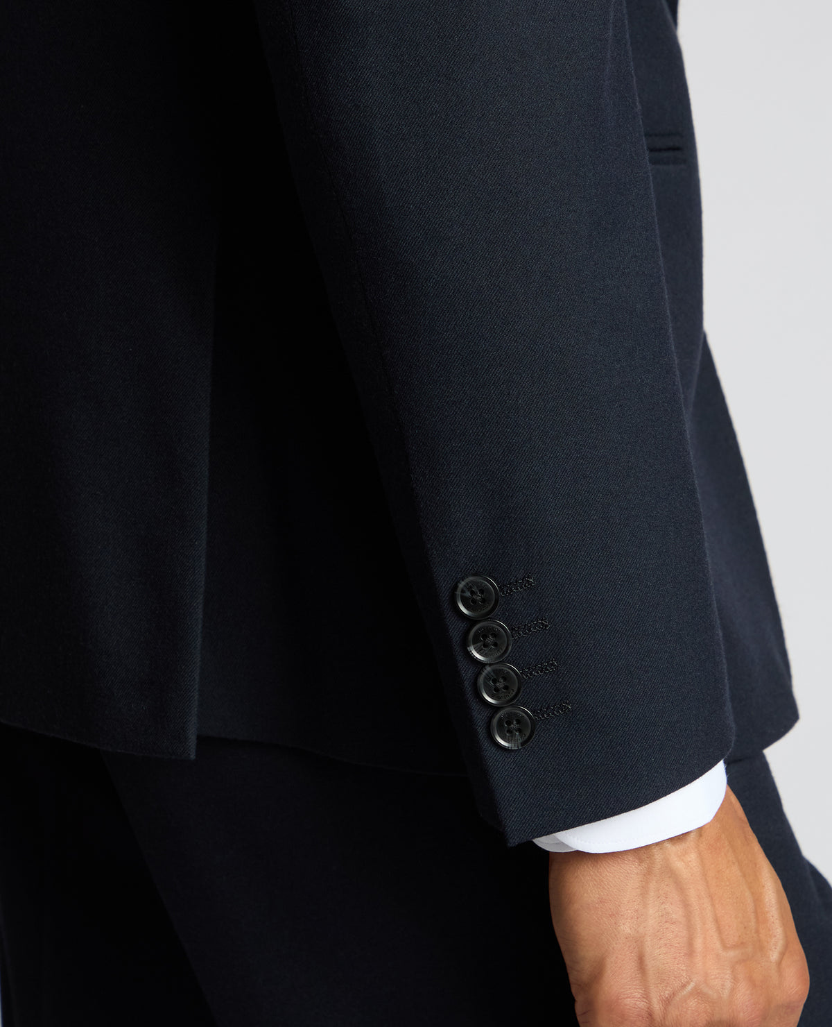 Man wearing a navy Slim Fit Stretch Jacket
