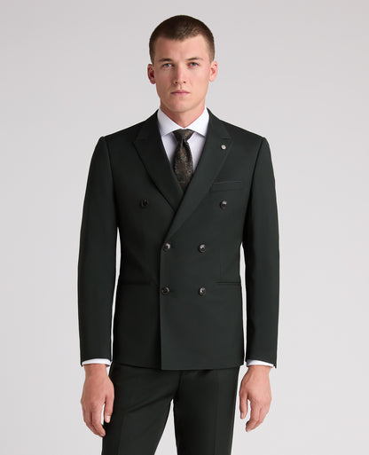 Dark Green Slim Fit Double Breasted Suit Jacket