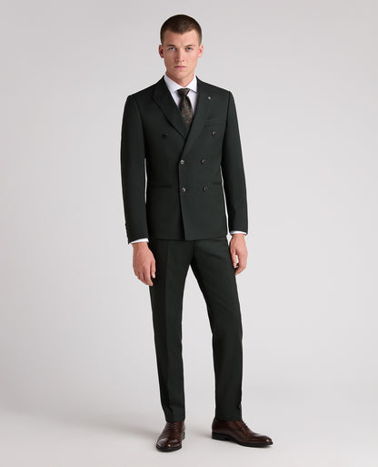 Dark Green Slim Fit Double Breasted Suit Jacket