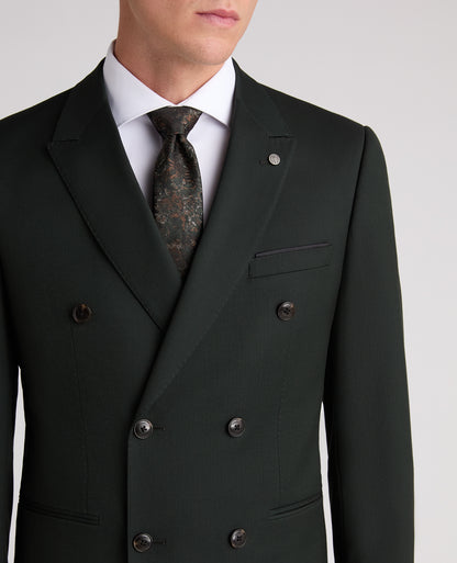Dark Green Slim Fit Double Breasted Suit Jacket