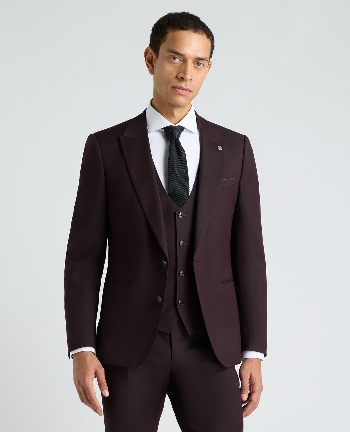 Dark Red Slim Fit Stretch Suit