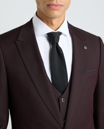 Dark Red Slim Fit Stretch Suit