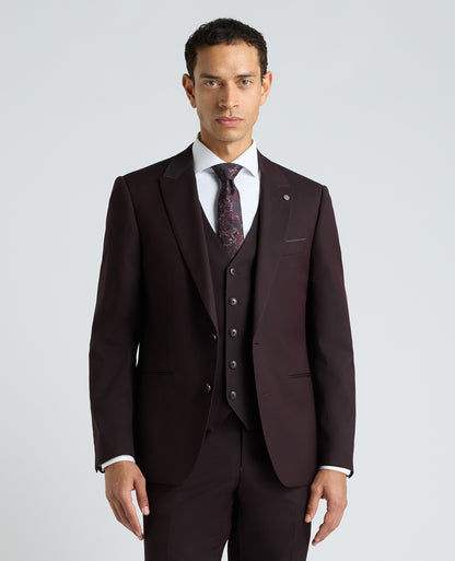 Dark Red Tapered Fit Stretch Suit