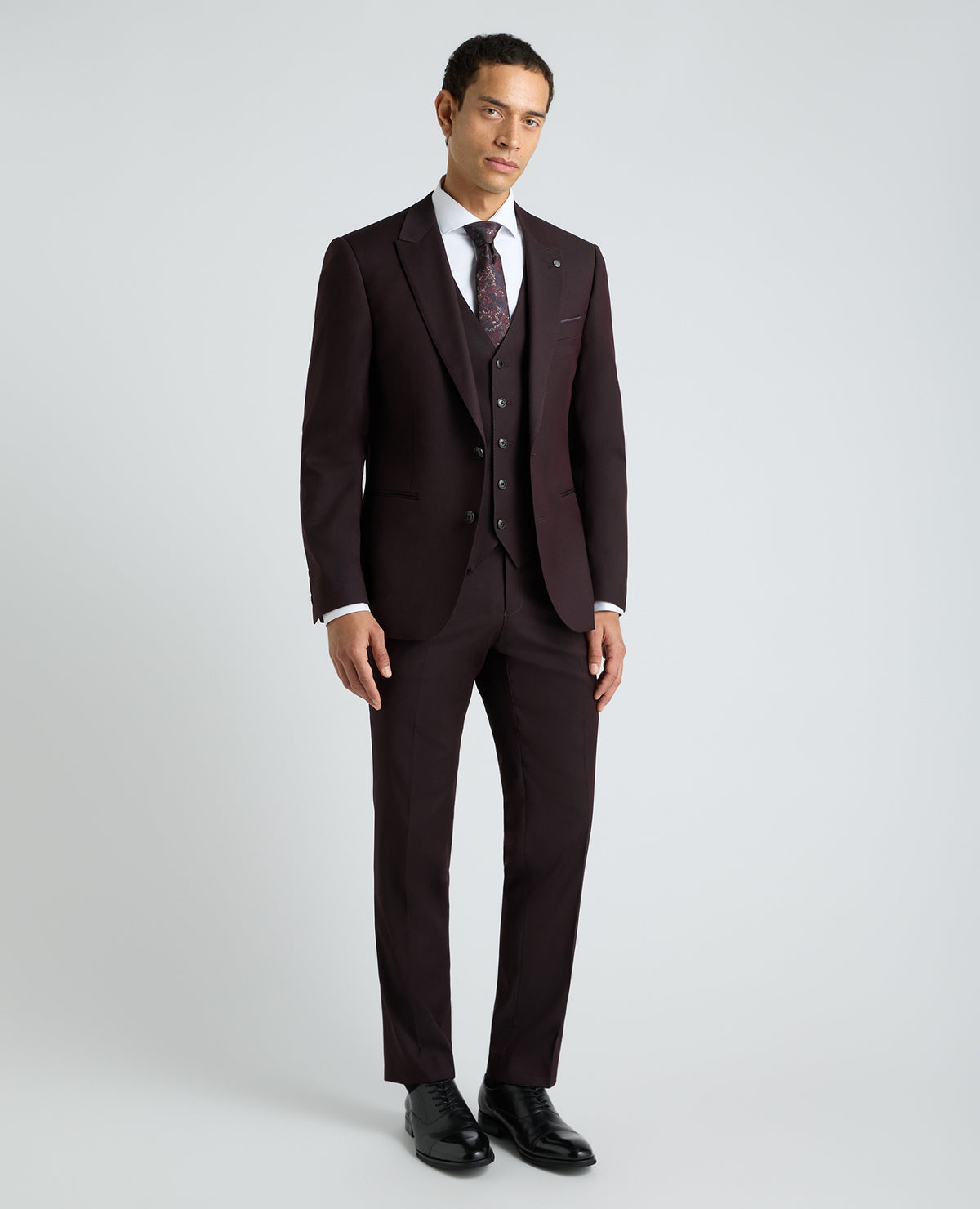 Dark Red Tapered Fit Stretch Suit