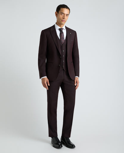 Dark Red Tapered Fit Stretch Suit