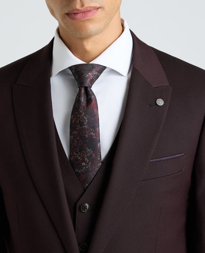 Dark Red Tapered Fit Stretch Suit