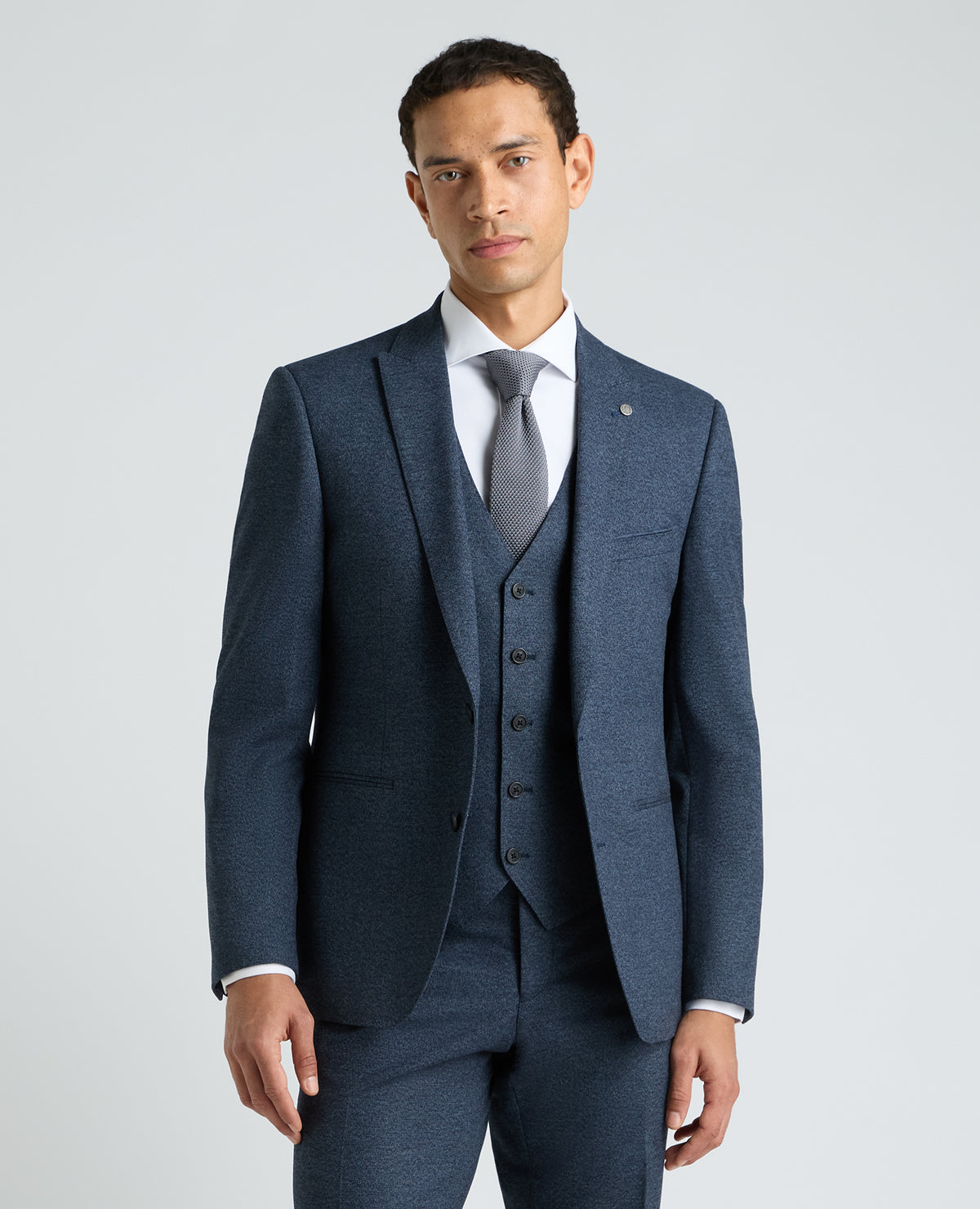Dark Blue Tapered Fit Woven Stretch Suit
