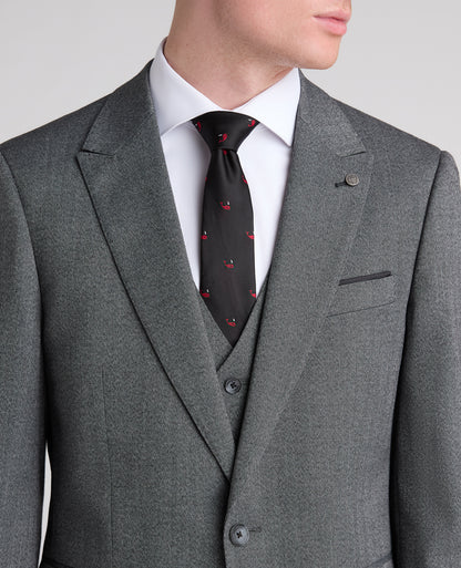 Dark Grey Tapered Fit Herringbone Stretch Suit