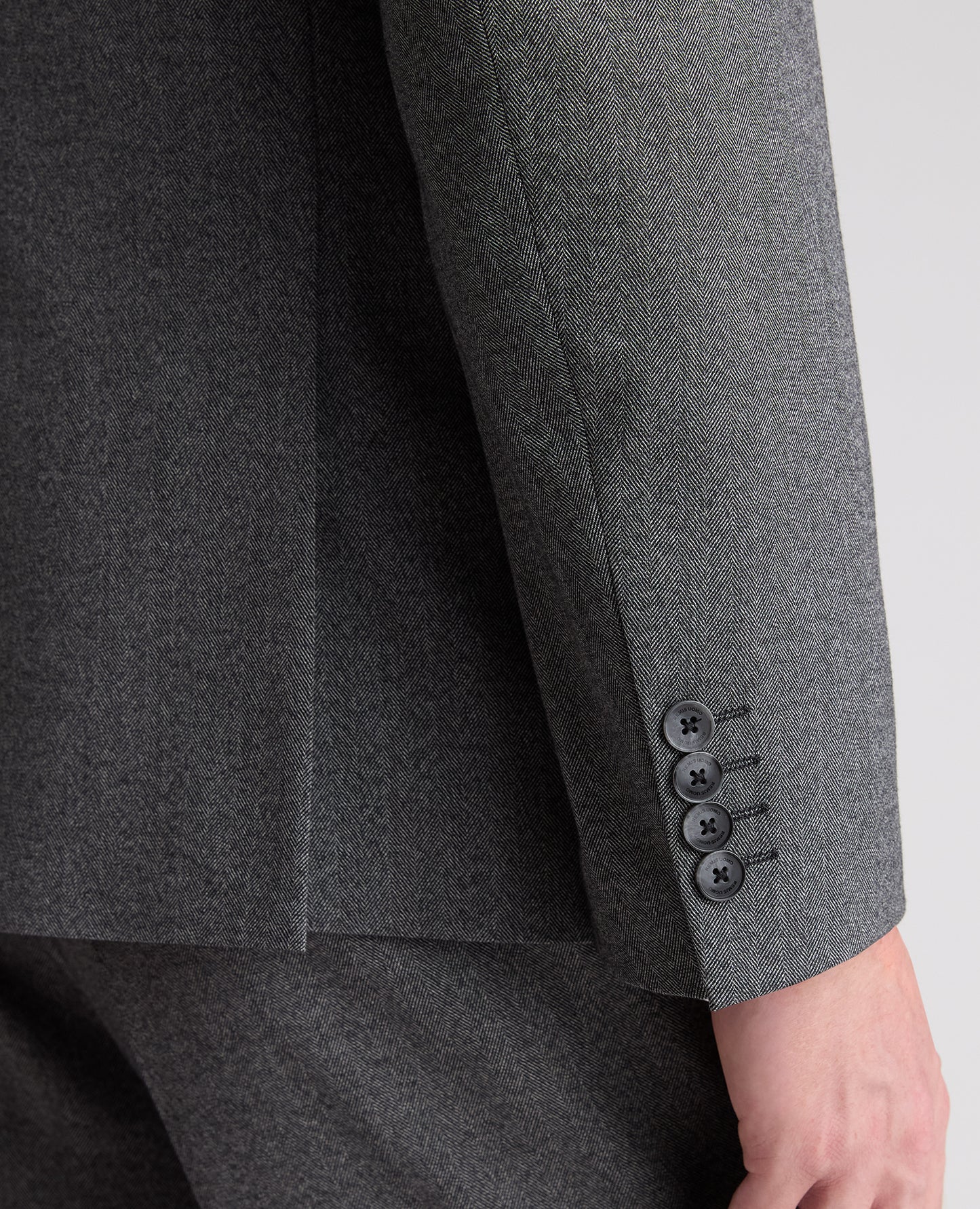 Dark Grey Tapered Fit Herringbone Stretch Suit