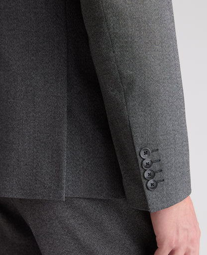 Dark Grey Tapered Fit Herringbone Stretch Suit