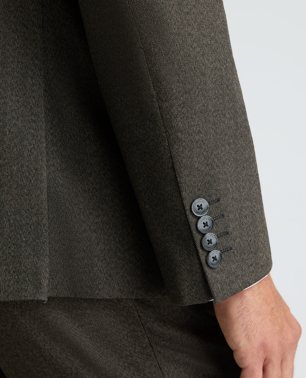 Dark Brown Tapered Fit Herringbone Stretch Suit